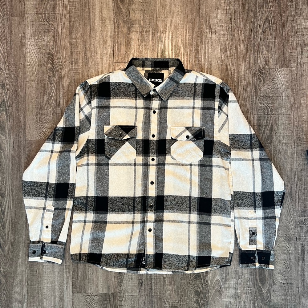RSQ Black and White Checkered Casual Shirt